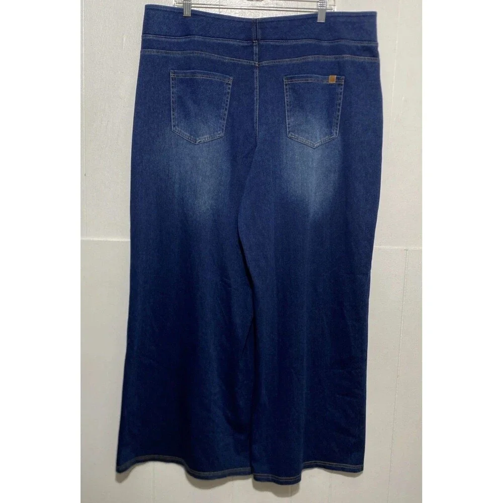 Halara Flex Denim Jeans Womens 2X Blue Medium Wash Relaxed Wide Leg Stretch Plus